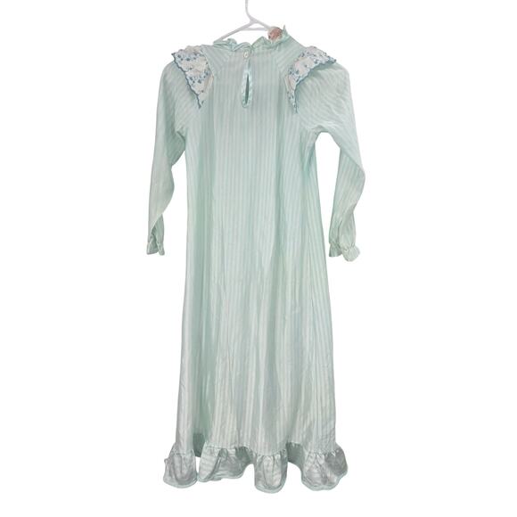 VTG GIRLS ALLISON ANN SZ 10 COTTAGECORE SATIN LONG SLEEVE LACE NIGHTGOWN - Picture 2 of 5